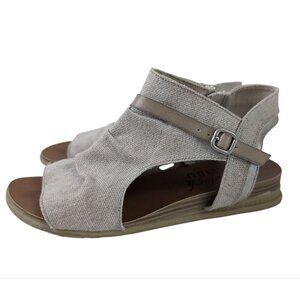 Blowfish‎ Malibu Sandal Womens 8 Gray Open Toe Wedge Side Zip Casual Boho